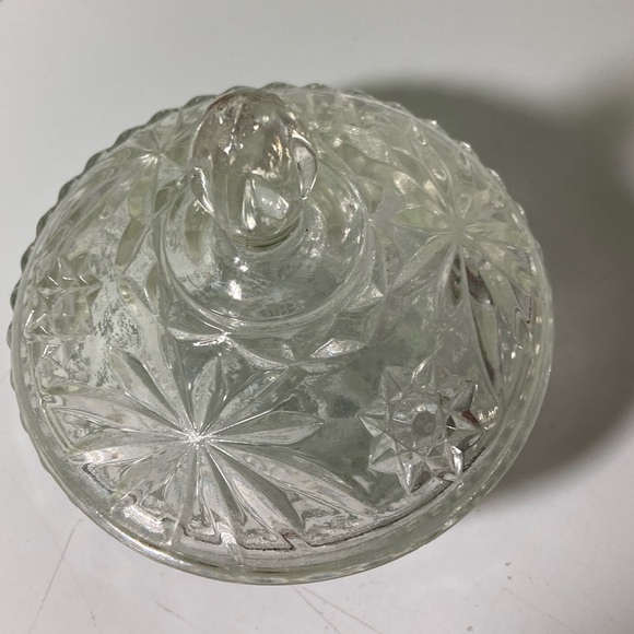 1960's Anchor Hocking USA Clear Pressed Glass "Star of David" Lidded Candy Jar - Picture 2 of 4